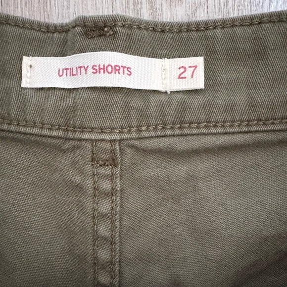 Levi’s Army Olive Green Utility Cotton Stretch Shorts Gorpcore Casual Cool Sz 27 - Picture 5 of 10